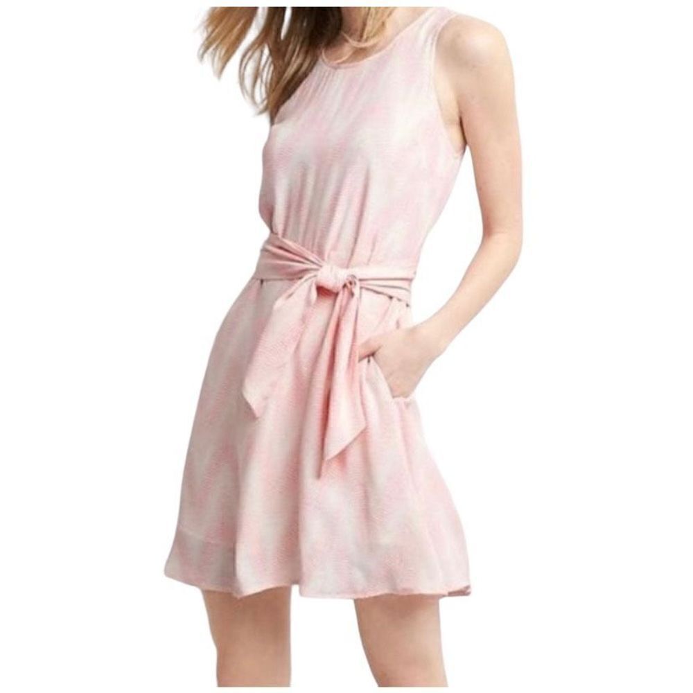 Gap Pink and White Sleeveless Short Dress‎ with Waist Tie in Size Medium